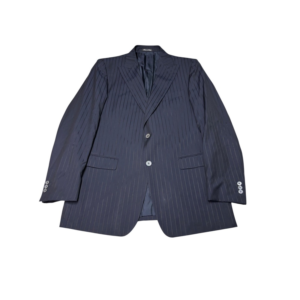 Pal Zileri Cerimonia Mens Navy Pinstripe 100s Wool Blazer Italy 54R Eu 44R US